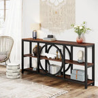 Console Extra Longue — 3 étagères | Marron Rétro+Blanc / Marron Rustique+Noir / Gris+Noir / Blanc