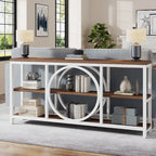 Console Extra Longue — 3 étagères | Marron Rétro+Blanc / Marron Rustique+Noir / Gris+Noir / Blanc