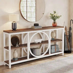 Console Extra Longue — 3 étagères | Marron Rétro+Blanc / Marron Rustique+Noir / Gris+Noir / Blanc