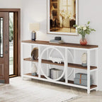 Console Extra Longue — 3 étagères | Marron Rétro+Blanc / Marron Rustique+Noir / Gris+Noir / Blanc