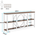 Console Extra Longue — 3 étagères | Marron Rétro+Blanc / Marron Rustique+Noir / Gris+Noir / Blanc