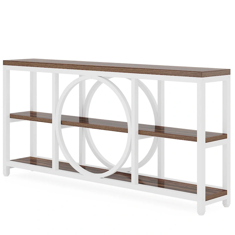 Console Extra Longue — 3 étagères | Marron Rétro+Blanc / Marron Rustique+Noir / Gris+Noir / Blanc