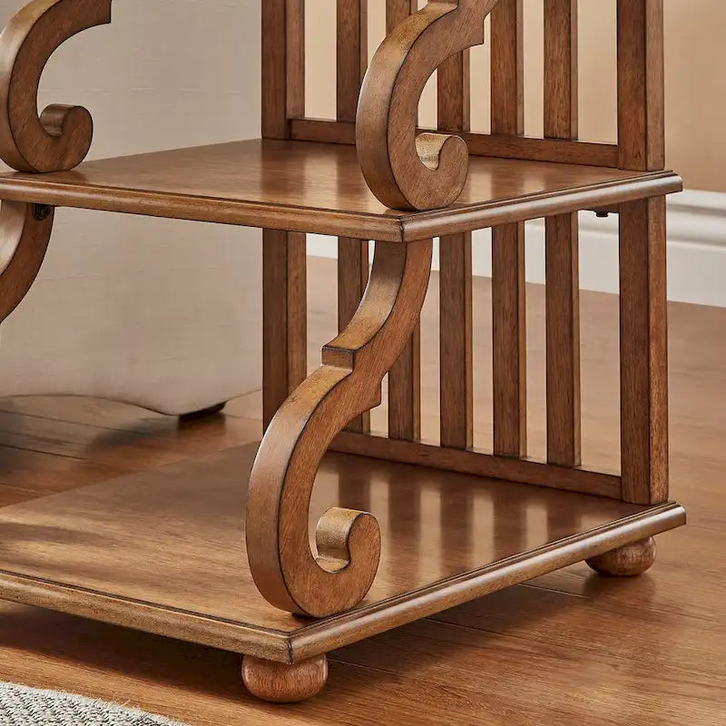 Table d'appoint à volutes en bois – Rouge / Chêne / Vert sauge / Blanc antique / Noir, utilisation individuelle