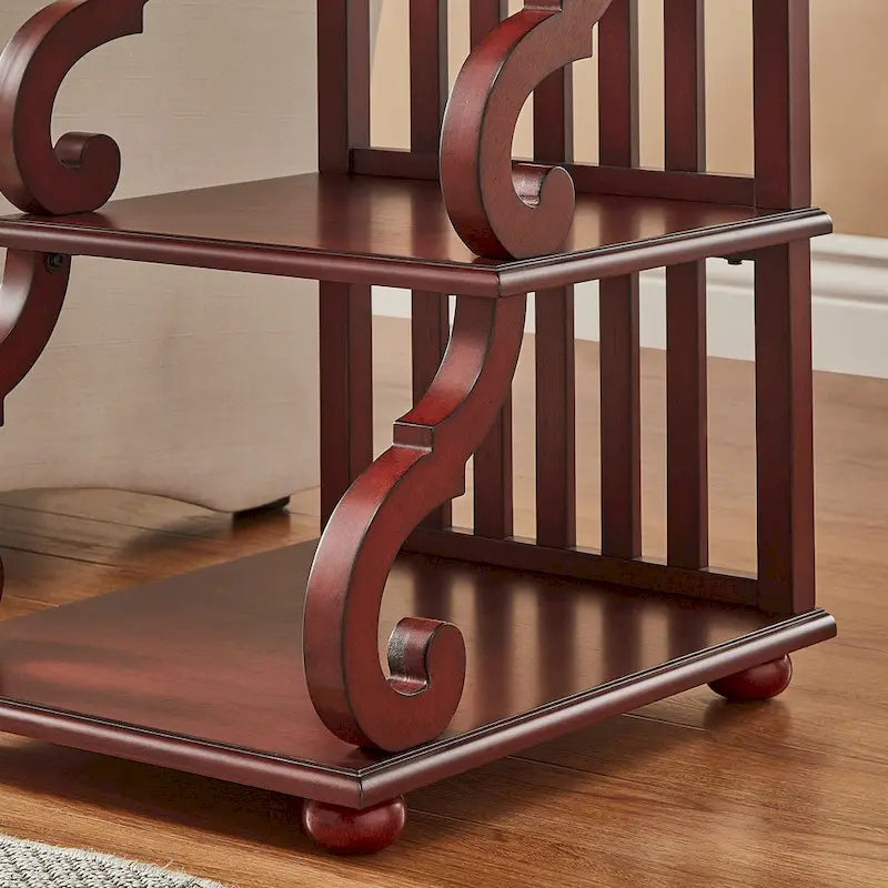 Table d'appoint à volutes en bois – Rouge / Chêne / Vert sauge / Blanc antique / Noir, utilisation individuelle