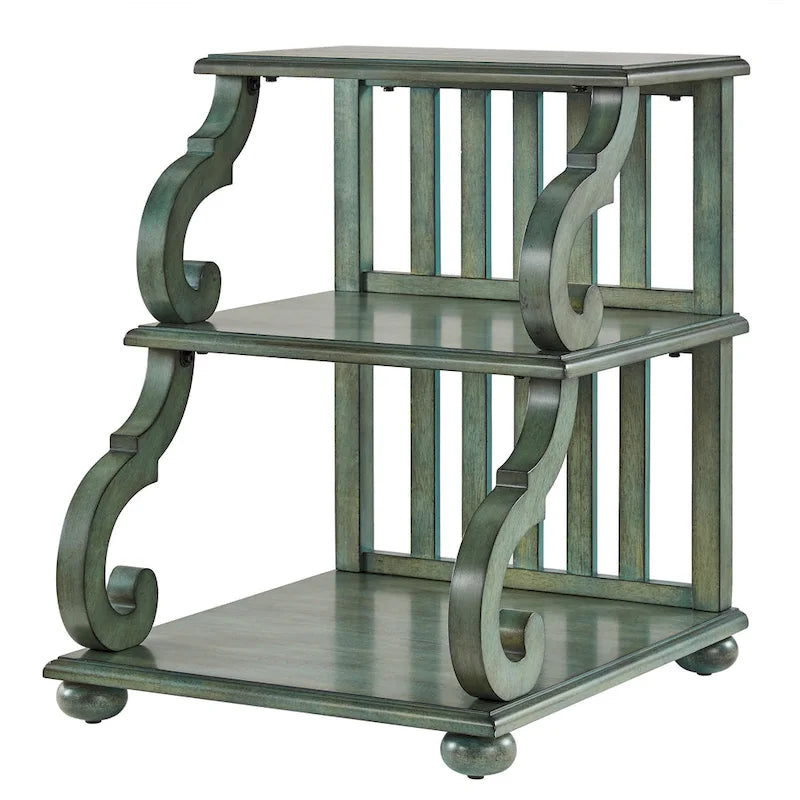 Table d'appoint à volutes en bois – Rouge / Chêne / Vert sauge / Blanc antique / Noir, utilisation individuelle