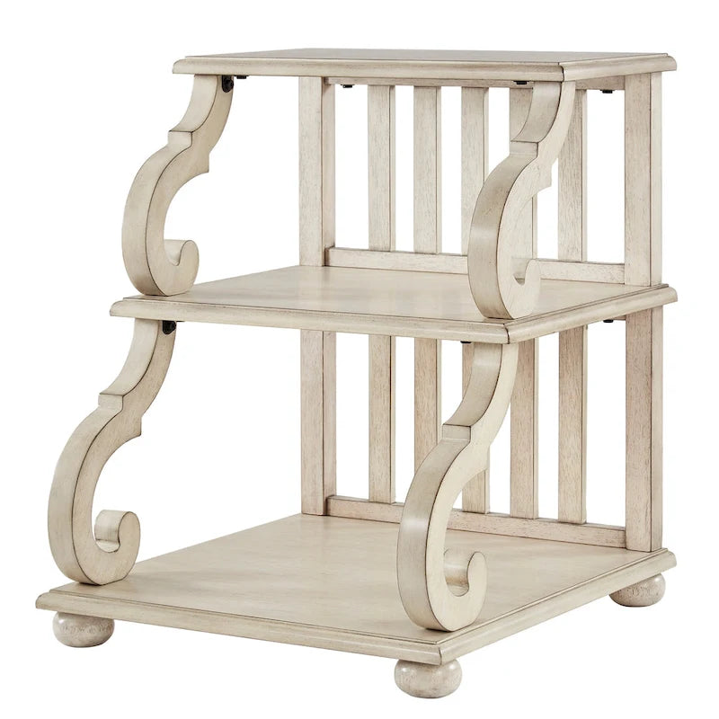 Table d'appoint à volutes en bois – Rouge / Chêne / Vert sauge / Blanc antique / Noir, utilisation individuelle