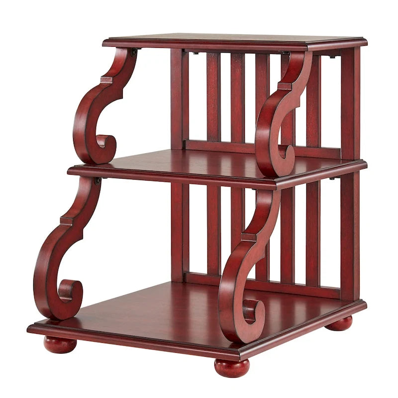Table d'appoint à volutes en bois – Rouge / Chêne / Vert sauge / Blanc antique / Noir, utilisation individuelle