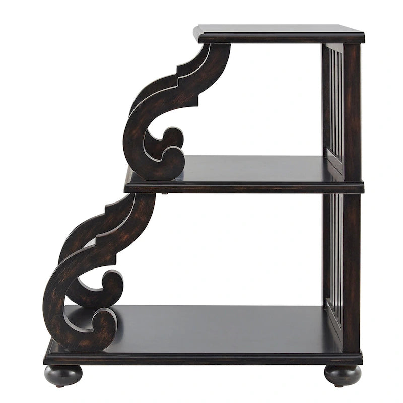 Table d'appoint à volutes en bois – Rouge / Chêne / Vert sauge / Blanc antique / Noir, utilisation individuelle