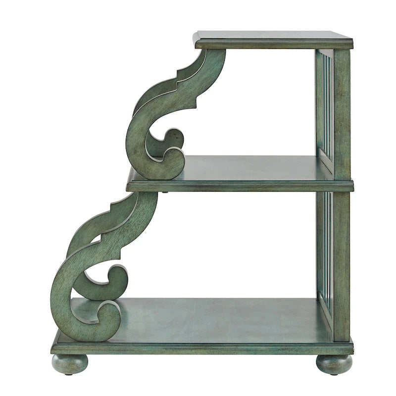 Table d'appoint à volutes en bois – Rouge / Chêne / Vert sauge / Blanc antique / Noir, utilisation individuelle
