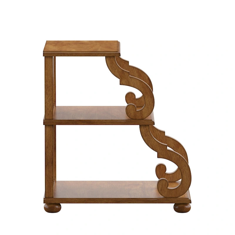 Table d'appoint à volutes en bois – Rouge / Chêne / Vert sauge / Blanc antique / Noir, utilisation individuelle