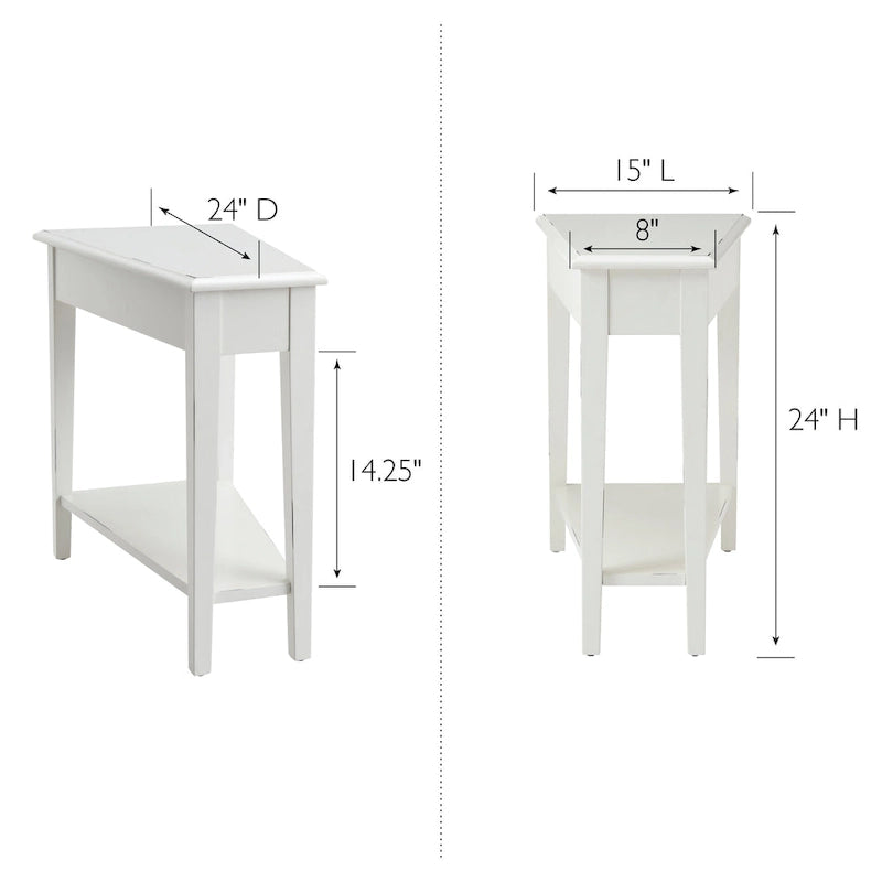 Table d'appoint compensée à 1 place avec étagère – Ardoise / Chêne moyen / Blanc