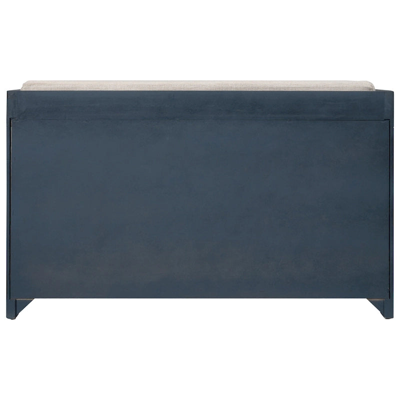Banc de rangement de ferme 1 place avec tiroirs et panier, gris clair / blanc / bleu marine / espresso