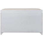 Banc de rangement de ferme 1 place avec tiroirs et panier, gris clair / blanc / bleu marine / espresso