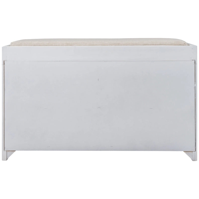 Banc de rangement de ferme 1 place avec tiroirs et panier, gris clair / blanc / bleu marine / espresso