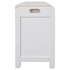 Banc de rangement de ferme 1 place avec tiroirs et panier, gris clair / blanc / bleu marine / espresso