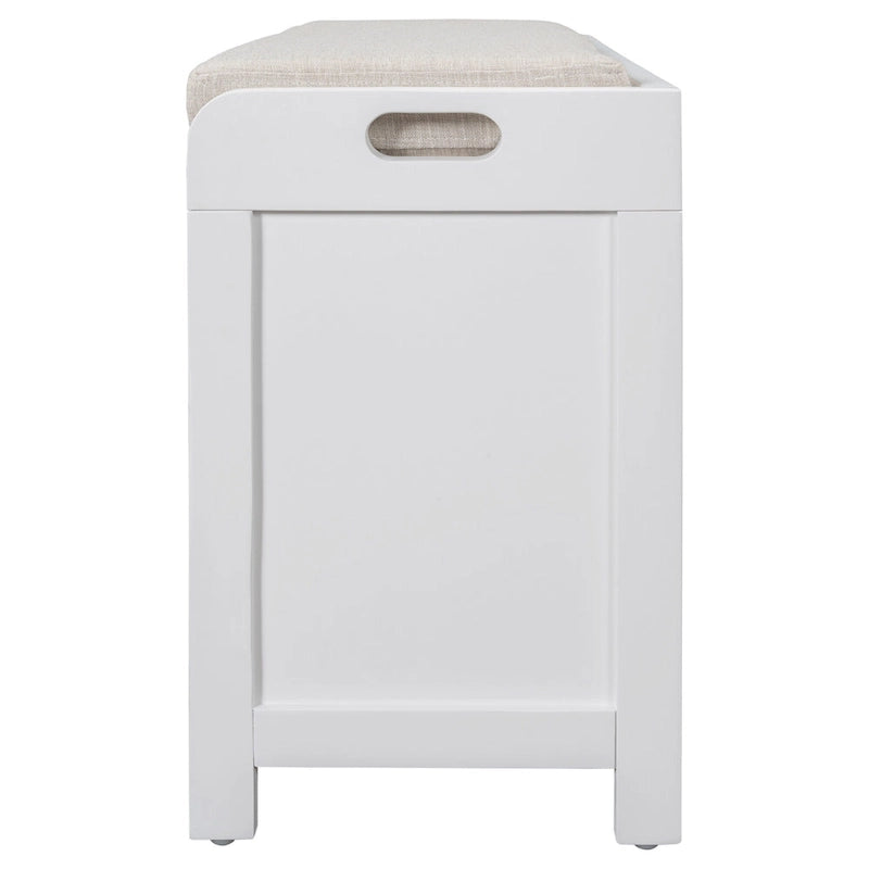 Banc de rangement de ferme 1 place avec tiroirs et panier, gris clair / blanc / bleu marine / espresso