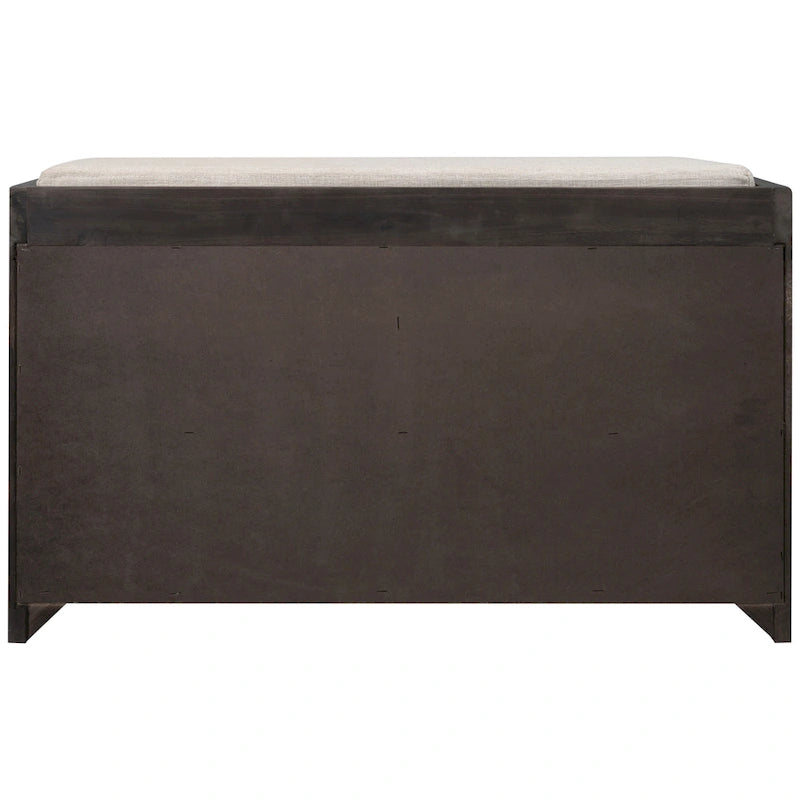 Banc de rangement de ferme 1 place avec tiroirs et panier, gris clair / blanc / bleu marine / espresso