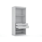 Armoire d'angle 3 sections avec 4 tiroirs — Bleu Nuit / Marron / Blanc, pour 1 personne