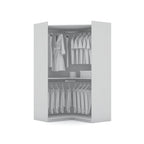 Armoire d'angle 3 sections avec 4 tiroirs — Bleu Nuit / Marron / Blanc, pour 1 personne