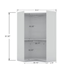 Armoire d'angle 3 sections avec 4 tiroirs — Bleu Nuit / Marron / Blanc, pour 1 personne