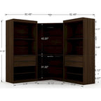 Armoire d'angle 3 sections avec 4 tiroirs — Bleu Nuit / Marron / Blanc, pour 1 personne