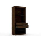 Armoire d'angle 3 sections avec 4 tiroirs — Bleu Nuit / Marron / Blanc, pour 1 personne