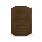 Armoire d'angle 3 sections avec 4 tiroirs — Bleu Nuit / Marron / Blanc, pour 1 personne