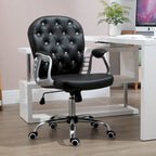 Fauteuil de bureau capitonné en similicuir avec roulettes pivotantes — Noir / Rose / Blanc crème / Gris