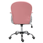Fauteuil de bureau capitonné en similicuir avec roulettes pivotantes — Noir / Rose / Blanc crème / Gris