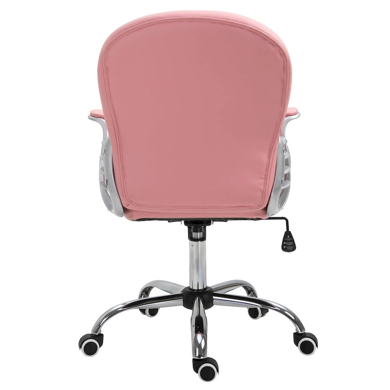 Fauteuil de bureau capitonné en similicuir avec roulettes pivotantes — Noir / Rose / Blanc crème / Gris
