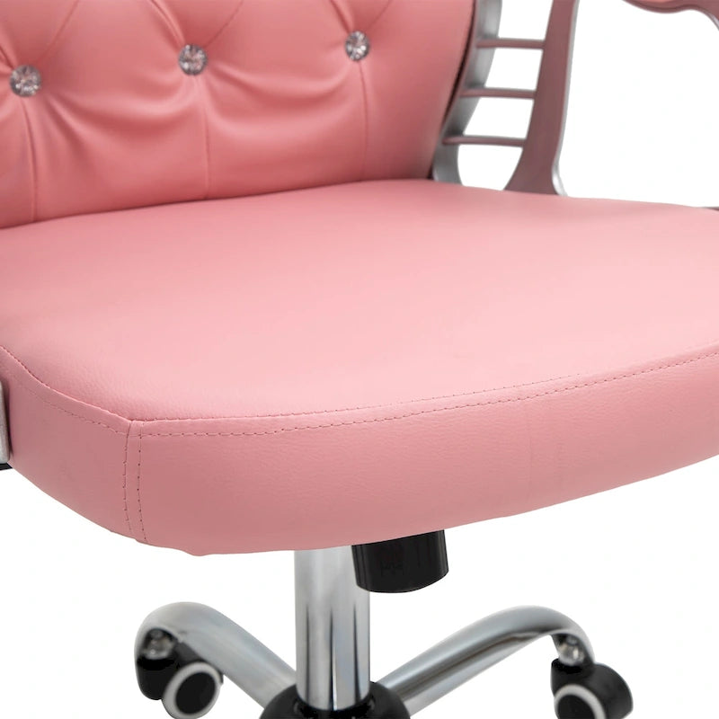 Fauteuil de bureau capitonné en similicuir avec roulettes pivotantes — Noir / Rose / Blanc crème / Gris