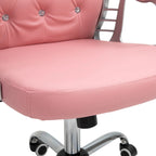 Fauteuil de bureau capitonné en similicuir avec roulettes pivotantes — Noir / Rose / Blanc crème / Gris