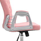 Fauteuil de bureau capitonné en similicuir avec roulettes pivotantes — Noir / Rose / Blanc crème / Gris