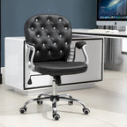 Fauteuil de bureau capitonné en similicuir avec roulettes pivotantes — Noir / Rose / Blanc crème / Gris