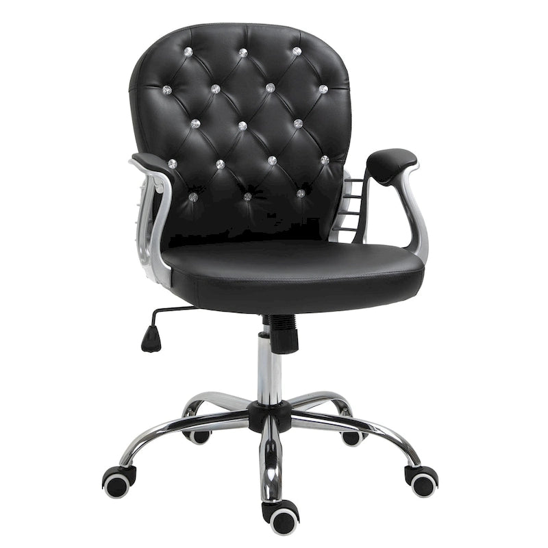 Fauteuil de bureau capitonné en similicuir avec roulettes pivotantes — Noir / Rose / Blanc crème / Gris