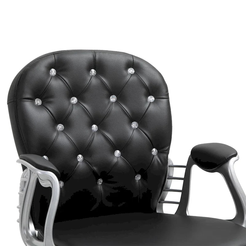 Fauteuil de bureau capitonné en similicuir avec roulettes pivotantes — Noir / Rose / Blanc crème / Gris