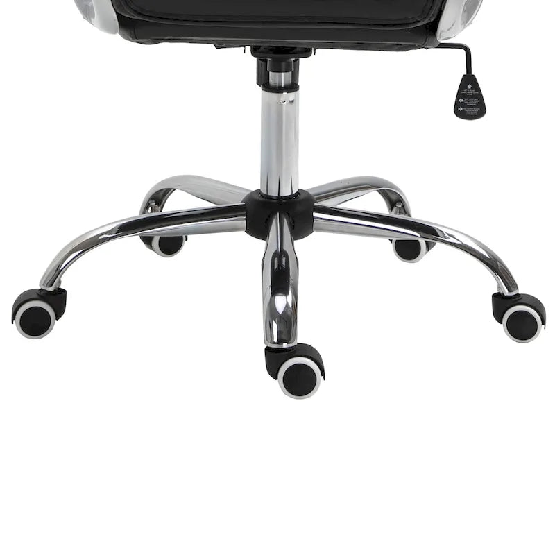Fauteuil de bureau capitonné en similicuir avec roulettes pivotantes — Noir / Rose / Blanc crème / Gris