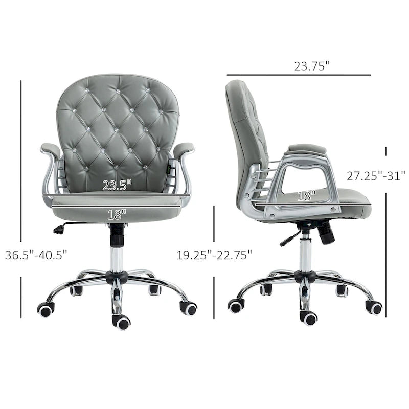 Fauteuil de bureau capitonné en similicuir avec roulettes pivotantes — Noir / Rose / Blanc crème / Gris