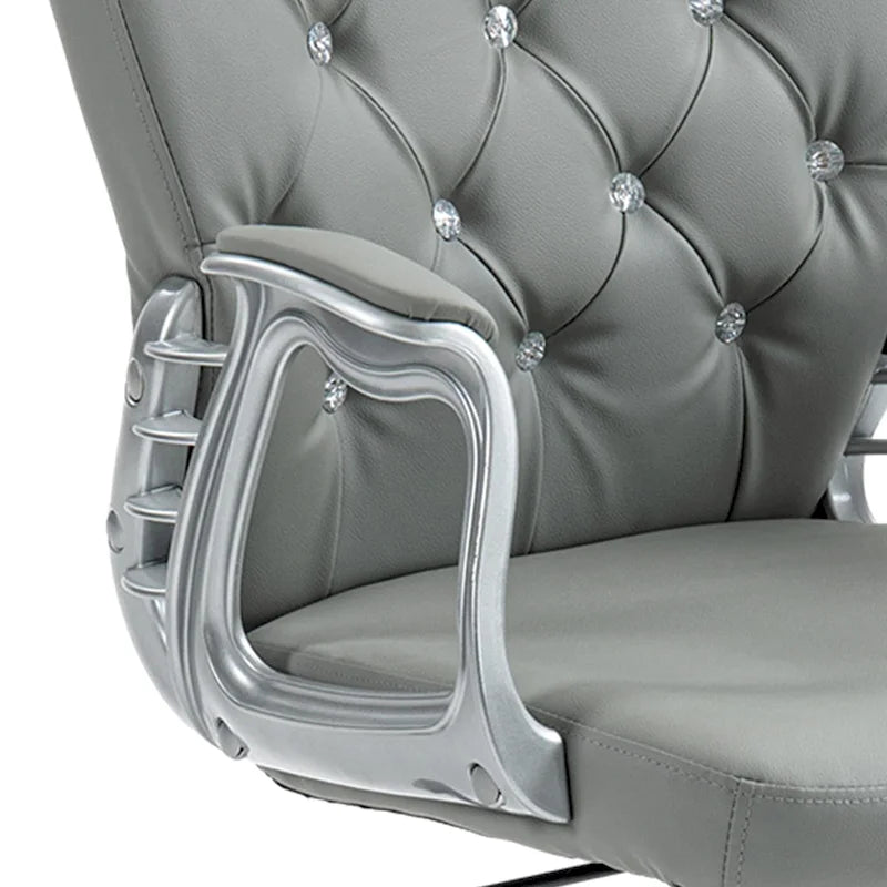 Fauteuil de bureau capitonné en similicuir avec roulettes pivotantes — Noir / Rose / Blanc crème / Gris
