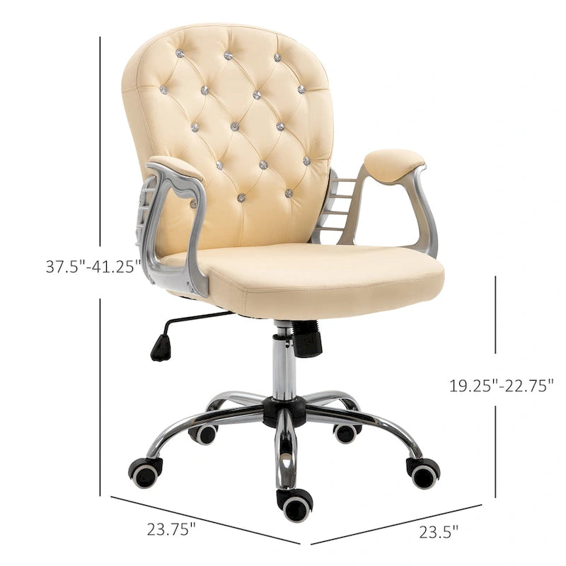 Fauteuil de bureau capitonné en similicuir avec roulettes pivotantes — Noir / Rose / Blanc crème / Gris