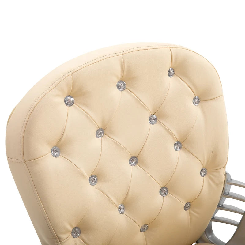 Fauteuil de bureau capitonné en similicuir avec roulettes pivotantes — Noir / Rose / Blanc crème / Gris