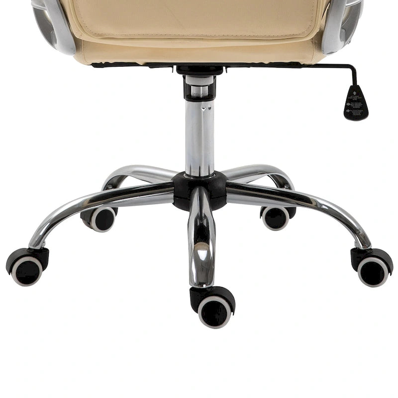 Fauteuil de bureau capitonné en similicuir avec roulettes pivotantes — Noir / Rose / Blanc crème / Gris