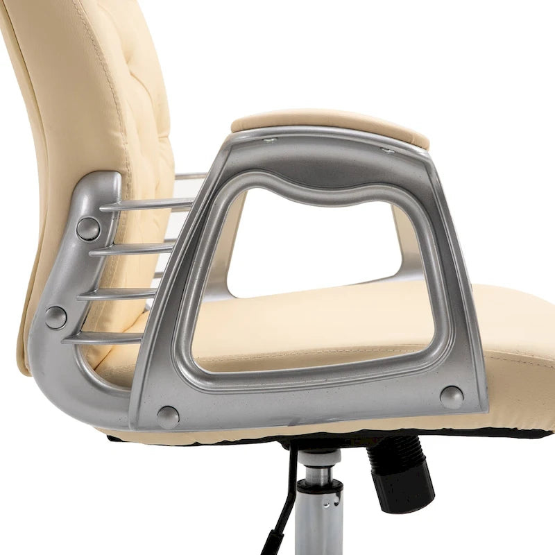Fauteuil de bureau capitonné en similicuir avec roulettes pivotantes — Noir / Rose / Blanc crème / Gris