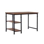 Bureau industriel marron avec 2 étagères, 1 personne