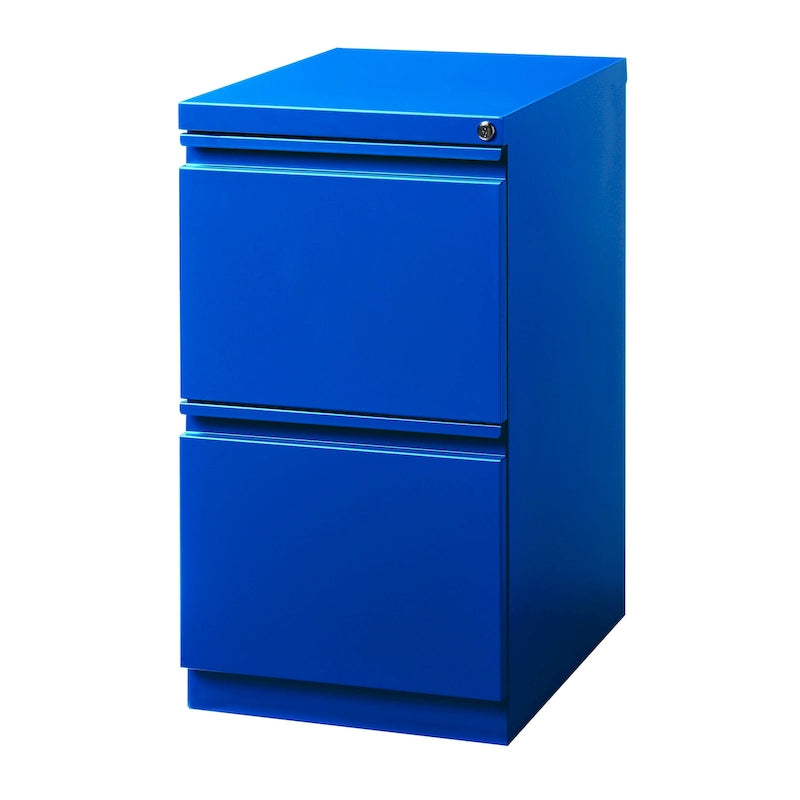 Caisson de classement mobile 2 tiroirs en acier avec serrure – Beige / Noir / Gris / Blanc / Naturel / Bleu / Marron