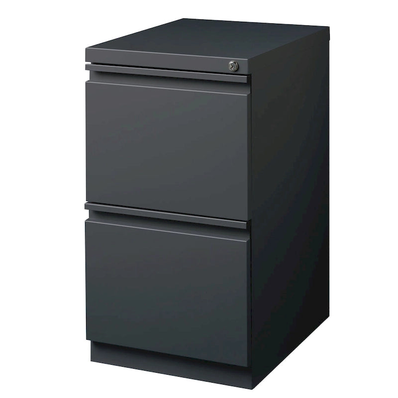 Caisson de classement mobile 2 tiroirs en acier avec serrure – Beige / Noir / Gris / Blanc / Naturel / Bleu / Marron