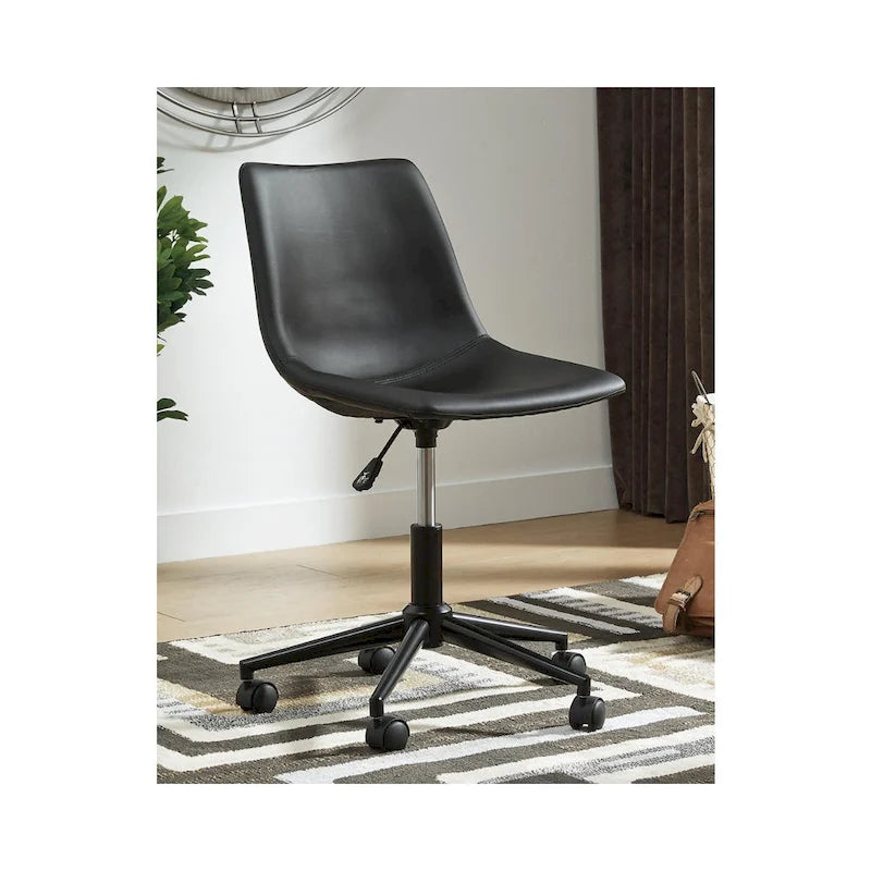 Chaise de bureau pivotante en similicuir noir pour 1 personne