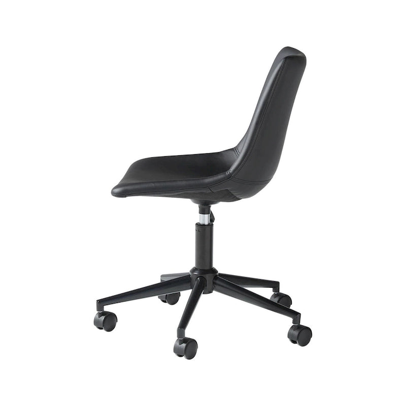 Chaise de bureau pivotante en similicuir noir pour 1 personne