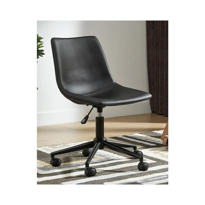 Chaise de bureau pivotante en similicuir noir pour 1 personne
