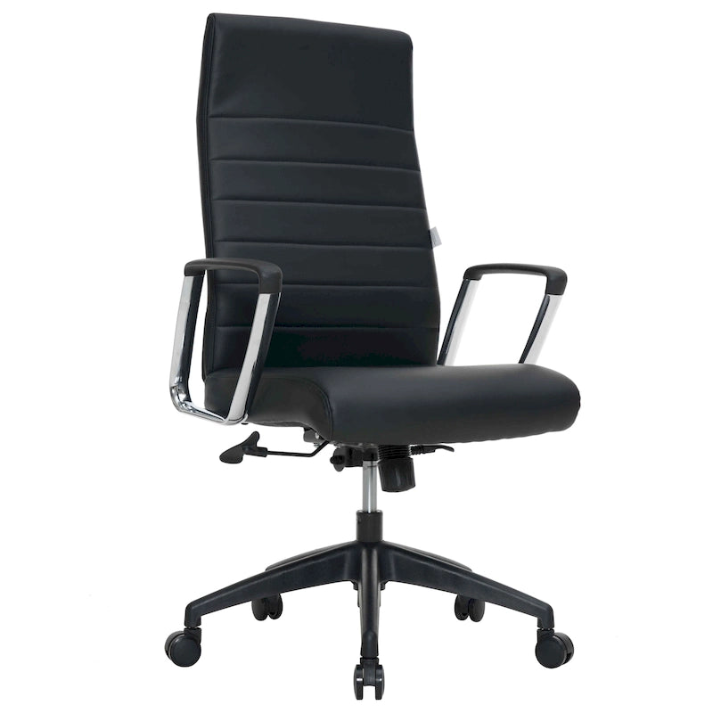 Fauteuil de bureau haut dossier en cuir, pivotant, 1 place — Noir / Marron clair / Bleu marine / Gris / Marron clair / Blanc / Anthracite / Vert